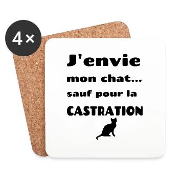 J'envie mon chat - Dessous de verre (lot de 4) - blanc - Devant