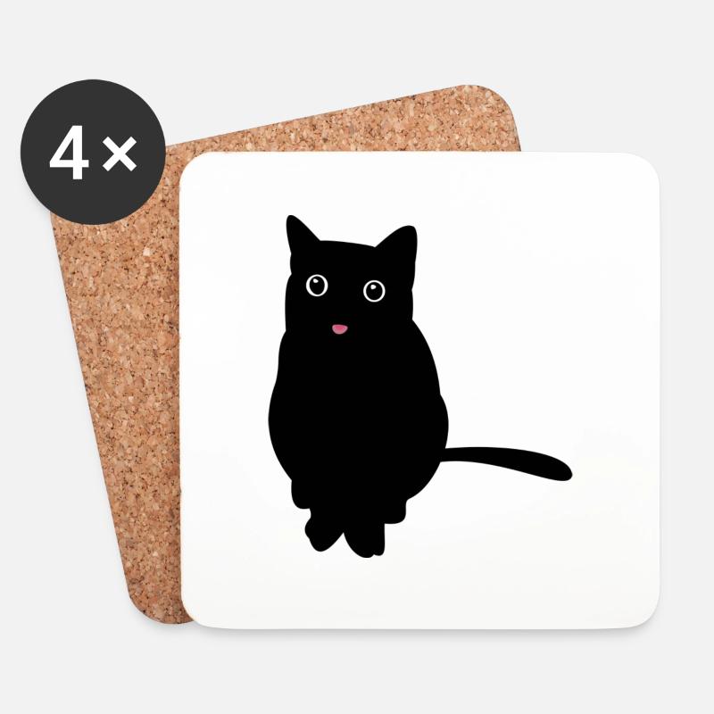 black cat - schwarze katze - Untersetzer (4er-Set) - Weiß