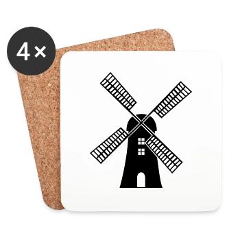 Moulin à vent - Dessous de verre (lot de 4) - blanc - Devant