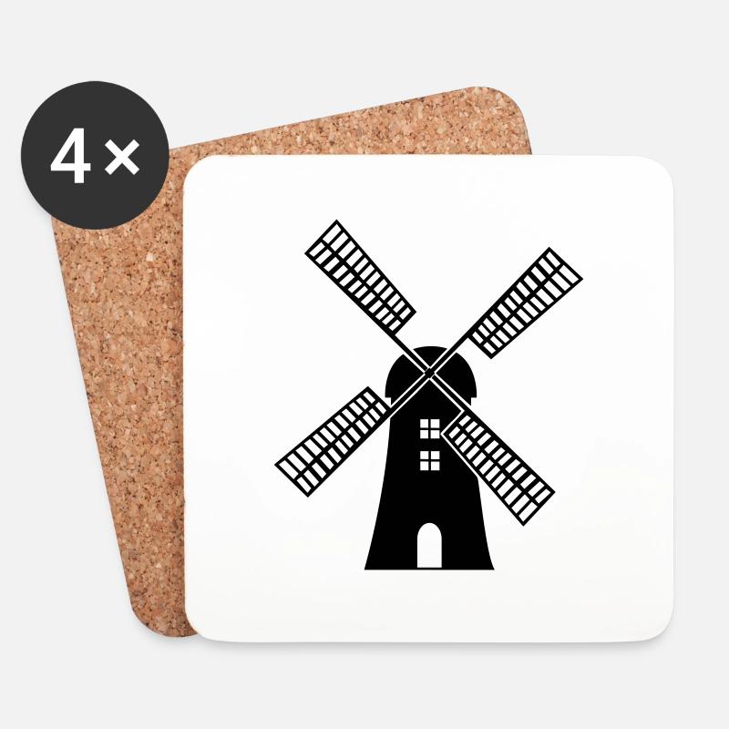windmühle - Untersetzer (4er-Set) - Weiß