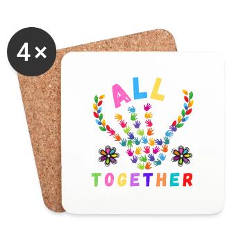 Liebe Rainbow Rain ALLE ZUSAMMEN - Untersetzer (4er-Set) - Weiß - Vorne
