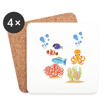 Fish Lovers Ocean Wildlife Underwater World Octopus - Coasters (set of 4) - white - Front