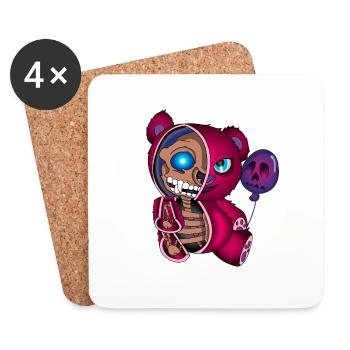 Skull Teddy Bear Skeleton Halloween Gift Idea - Coasters (set of 4) - white - Front