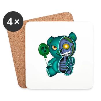 Skull Teddy Bear Skeleton Halloween Gift Idea - Coasters (set of 4) - white - Front