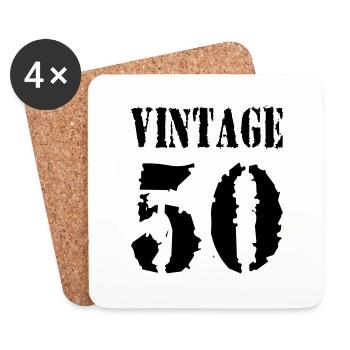 Vintage 1950 - Jahrgang 50 - Party Vector - Untersetzer (4er-Set) - Weiß - Vorne