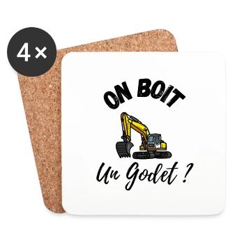 on boit un godet - Dessous de verre (lot de 4) - blanc - Devant