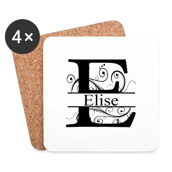 Monogramm mit dem Vornamen Elise - Untersetzer (4er-Set) - Weiß - Vorne