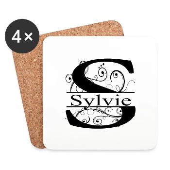 Monogramme avec le prénom Sylvie - Dessous de verre (lot de 4) - blanc - Devant