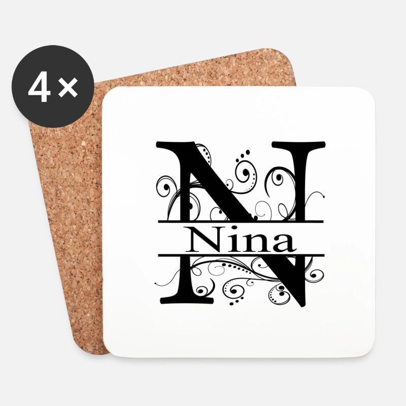 Monogramm mit dem Namen Nina - Untersetzer (4er-Set) - Weiß
