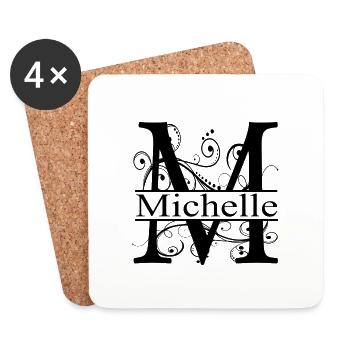 Monogramm mit dem Vornamen Michelle - Untersetzer (4er-Set) - Weiß - Vorne