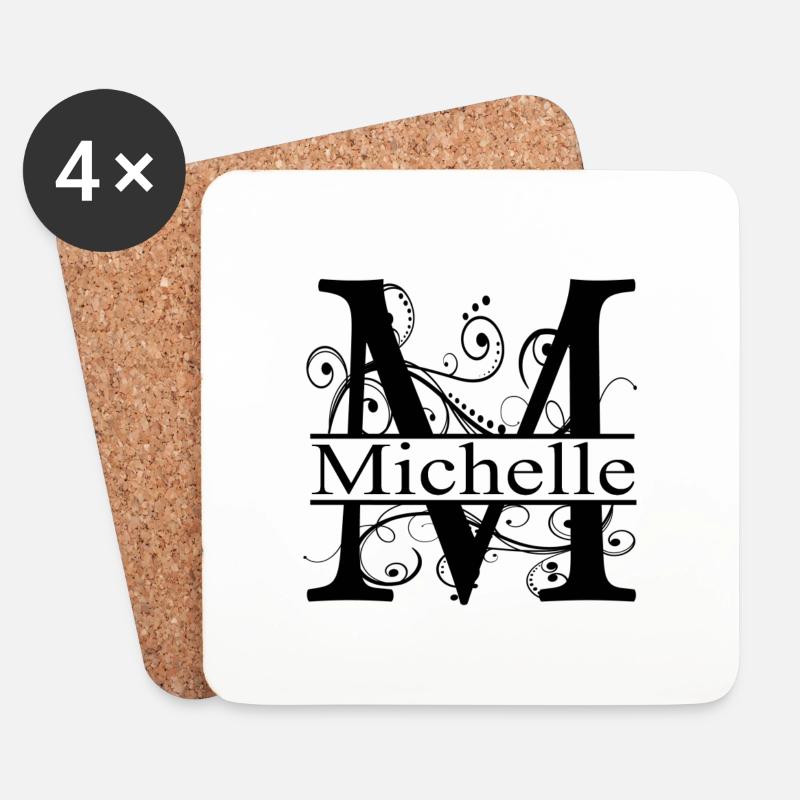 Monogramm mit dem Vornamen Michelle - Untersetzer (4er-Set) - Weiß
