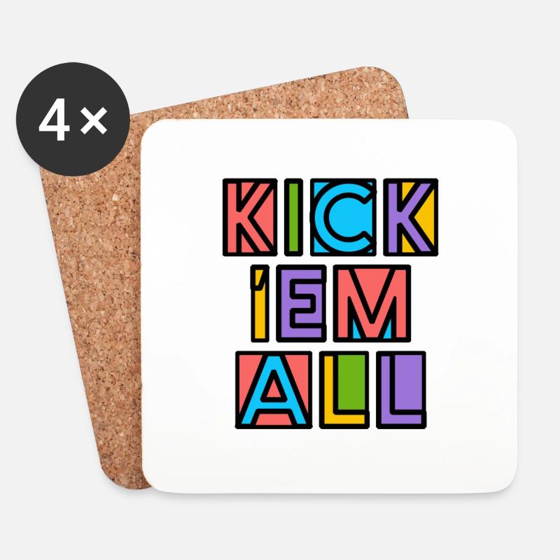 Kick 'Em All - Untersetzer (4er-Set) - Weiß
