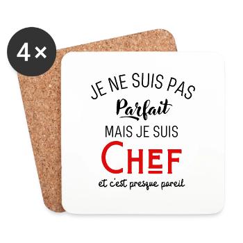 Pas parfait mais chef - Dessous de verre (lot de 4) - blanc - Devant