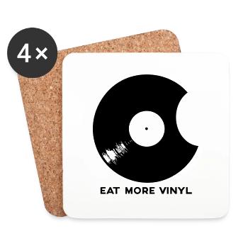 Mangez plus de vinyle / Esst mehr Vinyl - Dessous de verre (lot de 4) - blanc - Devant