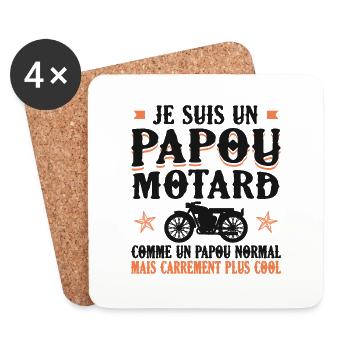 Je Suis Un Papou Motard Grand-père Cadeau Moto - Dessous de verre (lot de 4) - blanc - Devant