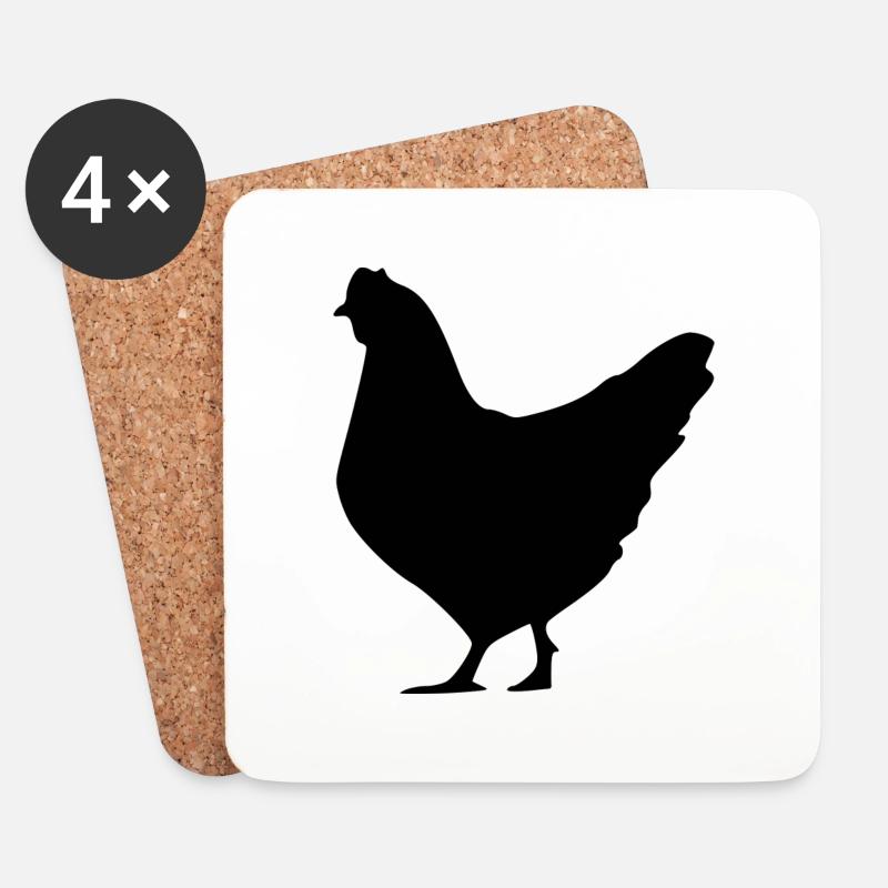 Umriss Huhn - Untersetzer (4er-Set) - Weiß