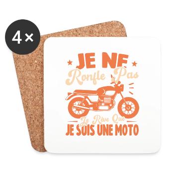 Je Ne Ronfle Pas Je Rêve Que Je Suis Une Moto - Dessous de verre (lot de 4) - blanc - Devant