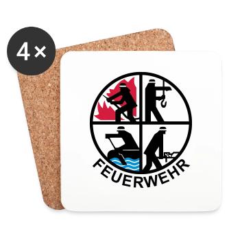 Feuerwehr 4 Logo 1 - Untersetzer (4er-Set) - Weiß - Vorne