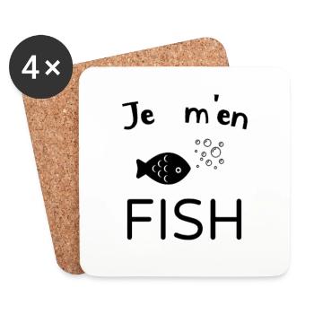 Je m' en fish humour jeu de mots cadeau drôle - Dessous de verre (lot de 4) - blanc - Devant