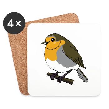 Robin Cute Kids 2 - Coasters (set of 4) - white - Front