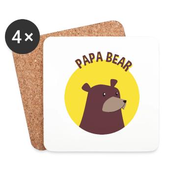 Papa Ours - Dessous de verre (lot de 4) - blanc - Devant