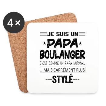 Je suis un papa boulanger t-shirt humour cadeau - Dessous de verre (lot de 4) - blanc - Devant
