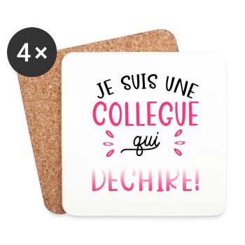 Je suis une collègue qui déchire. Cadeau collègue - Dessous de verre (lot de 4) - blanc - Devant