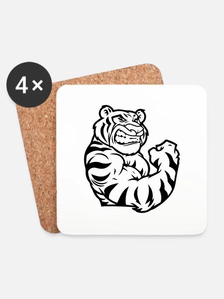 tiger biceps - Coasters (set of 4) - white