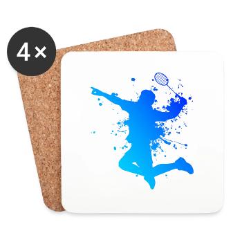 Badminton Player Badminton Men's Badminton - Coasters (set of 4) - white - Front