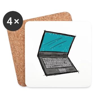 Laptop-Skizze - Untersetzer (4er-Set) - Weiß - Vorne