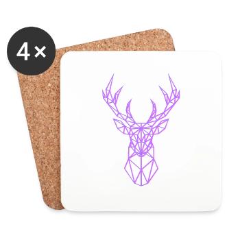 Neon Deer Head Antler Pink - Coasters (set of 4) - white - Front