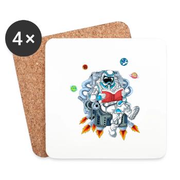 lecture d’astronautes - Dessous de verre (lot de 4) - blanc - Devant