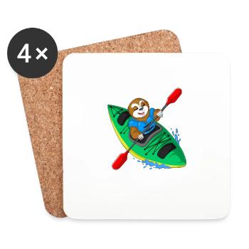 Sloth kayak team - Coasters (set of 4) - white - Front