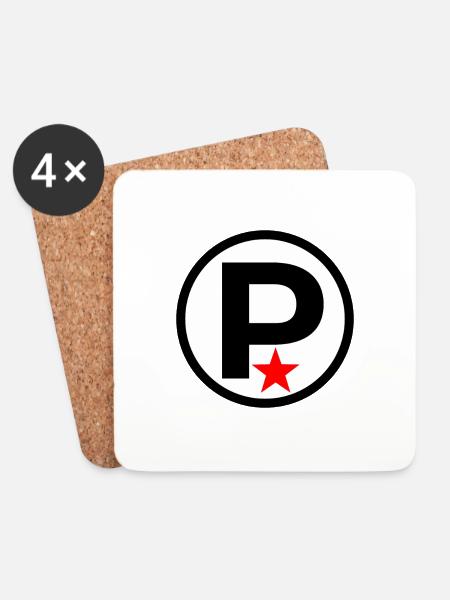 Letter P Typografie - Untersetzer (4er-Set) - Weiß