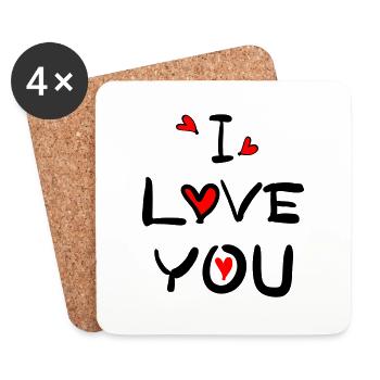 i love you typo c2 - Coasters (set of 4) - white - Front