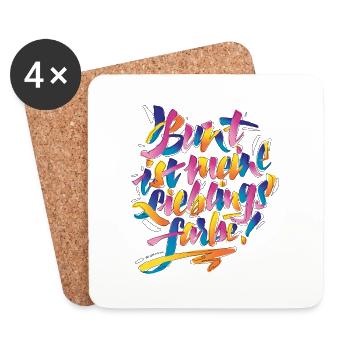 BUNT IST MEINE LIEBGLINGSFARBE - Untersetzer (4er-Set) - Weiß - Vorne