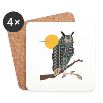 Owl brings me luck - Coasters (set of 4) - white - Front
