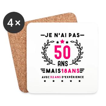 cadeau anniversaire 50 ans femme humour - Dessous de verre (lot de 4) - blanc - Devant