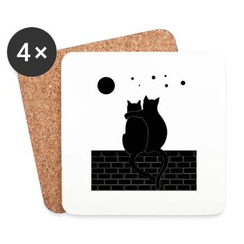 Cat and Cat - Untersetzer (4er-Set) - Weiß - Vorne