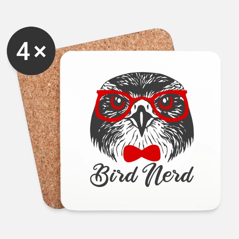 Bird Nerd Habicht mit Brille und Fliege - Untersetzer (4er-Set) - Weiß