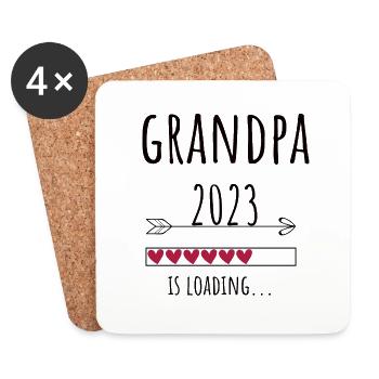 werdender Opa 2023 Ankündigung Schwanger Geschenk - Untersetzer (4er-Set) - Weiß - Vorne