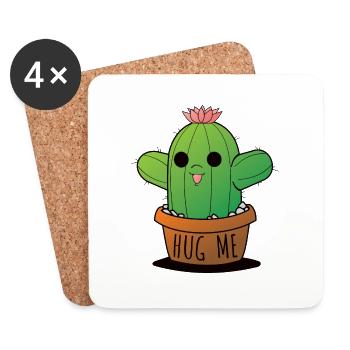Funny cactus HUG ME - Coasters (set of 4) - white - Front