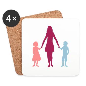 Mama 2 children - Coasters (set of 4) - white - Front
