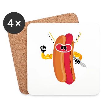 Ninja Fighter Hot Dog Love Hot Dog - Coasters (set of 4) - white - Front
