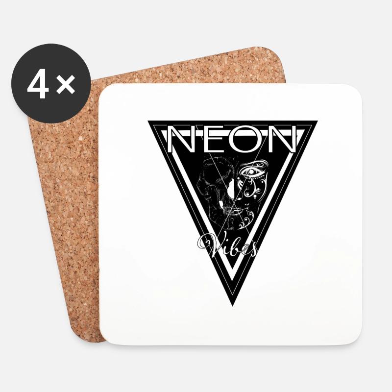 Neon Vibes - Untersetzer (4er-Set) - Weiß