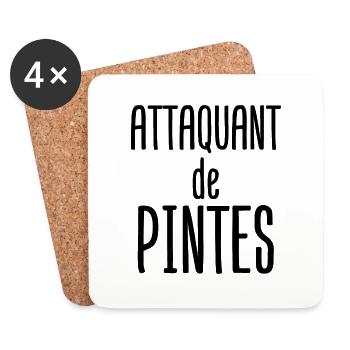 Attaquant de pintes cadeau humour bière football - Dessous de verre (lot de 4) - blanc - Devant