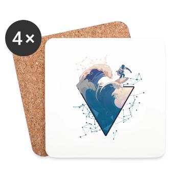 Surfeur sur la vague - Dessous de verre (lot de 4) - blanc - Devant