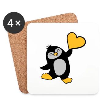Un pingouin amical montre du cœur - Dessous de verre (lot de 4) - blanc - Devant
