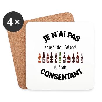 Je n'ai pas abusé de l'alcool, il était consentant - Dessous de verre (lot de 4) - blanc - Devant