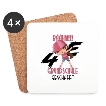 Dab Girl Grundschule - Untersetzer (4er-Set) - Weiß - Vorne
